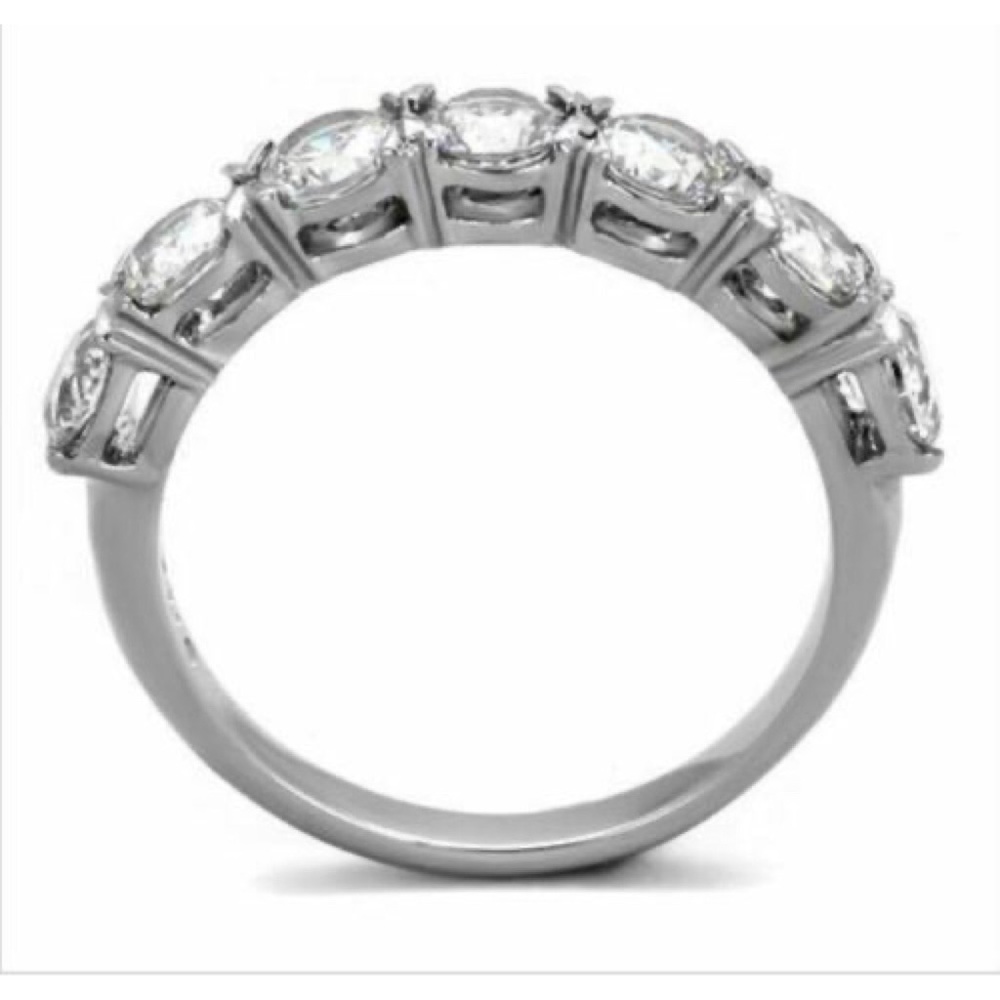 STAINLESS STEEL 7 Stone AAA Grade CZ Band Ring-NWT - Picture 3 of 16
